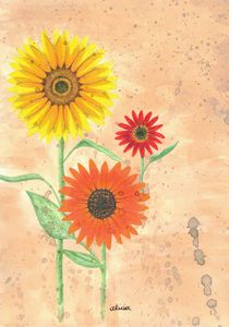 Sunflowers in Autumn Colored Pencil