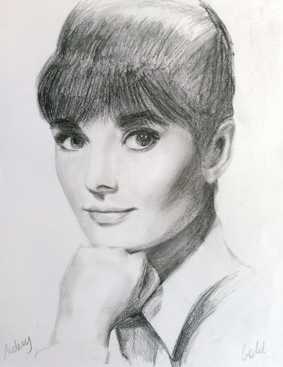 Audrey Hepburn Silly Caricature Sketch · Creative Fabrica