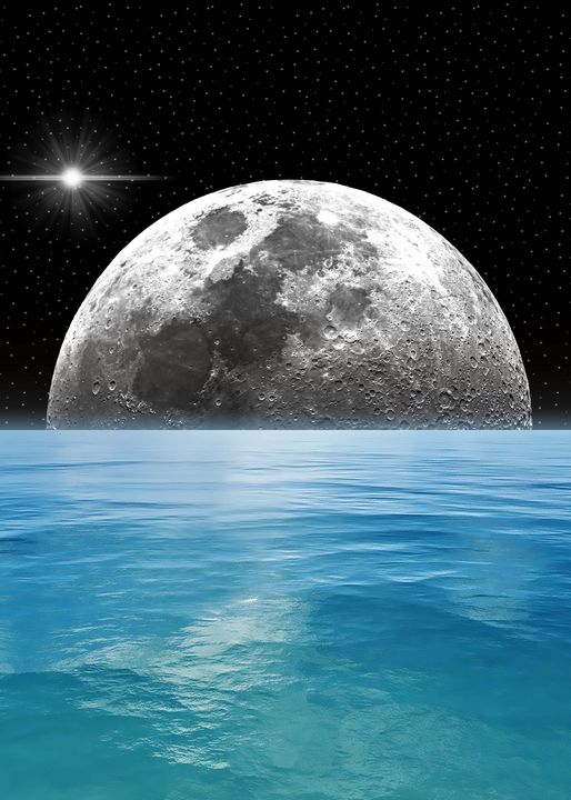 Moon Ocean Looly Elzayat Digital Art Astronomy Space Moon Artpal