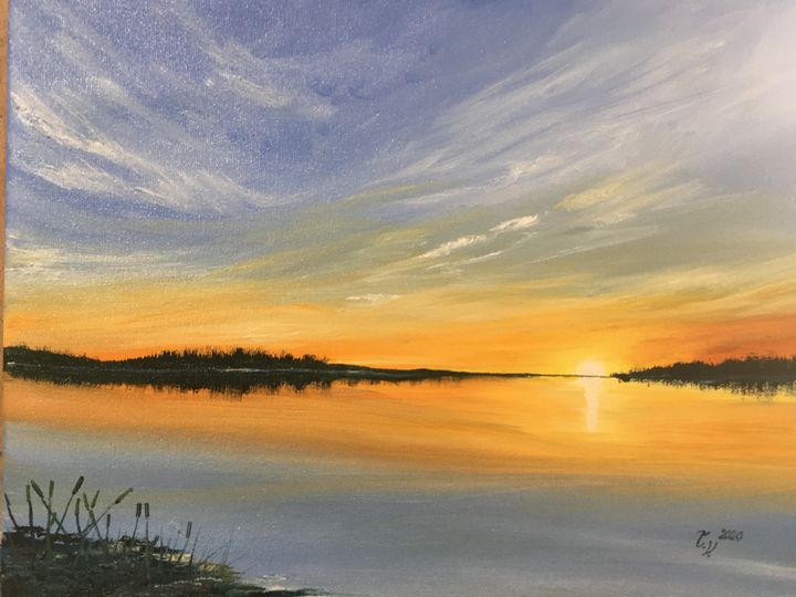 Sunset by the Lake - Timea Valsami Art