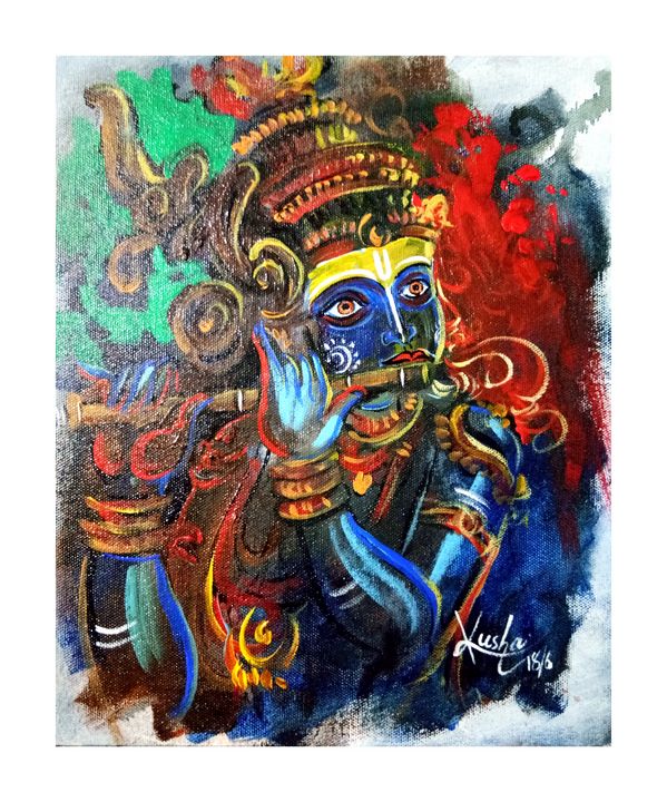 Lord Krishna. Fresh wall art. canvas - Paint Brush - Paintings