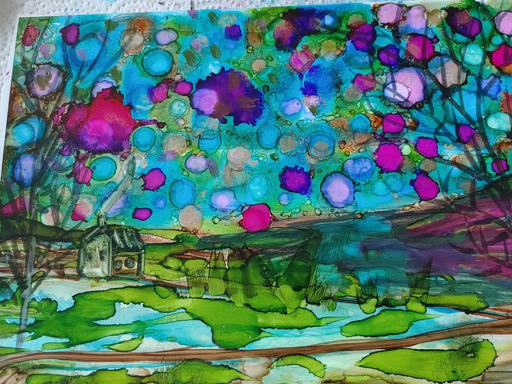 Rainbow house Calgary collection Paintings & Prints, Landscapes