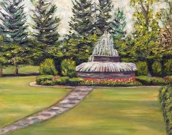 Water Fountain at Stanley Park Richard Nowak Fine Art Paintings