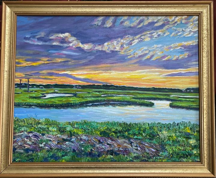 Sunset Over Wells, Maine with Frame Richard Nowak Fine Art