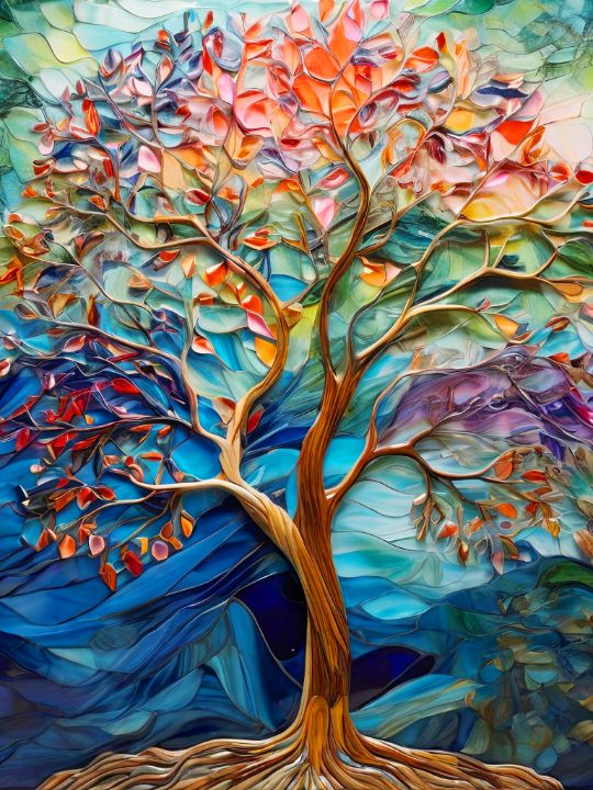 Detailed Tree Color Tree Color - T98 - Drawings & Illustration, Flowers, Plants, & Trees ...