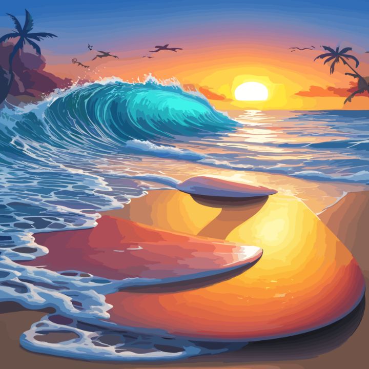 Sunset Beach - SVK - AI Art, Landscapes & Nature, Beach & Ocean