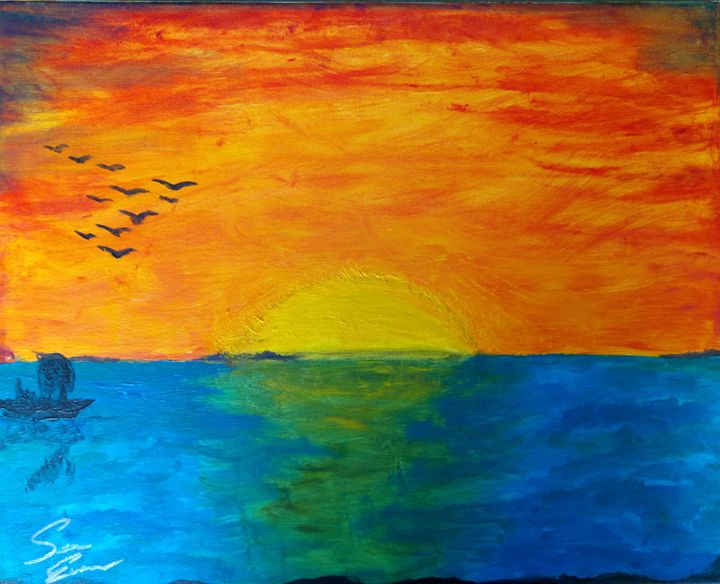 Sunset Ocean - Sean Evans Art Gallery - Paintings & Prints, Landscapes ...