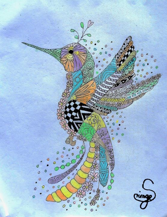 Hummingbird Zentangle - Papermoon831 - Paintings & Prints