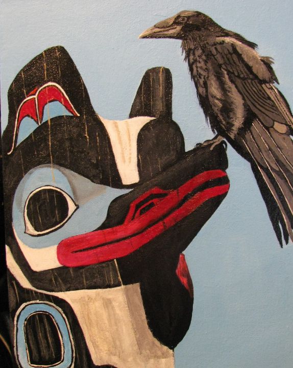 "RAVEN ON TOTEM POLE" by LJC   C433 - Art By laura
