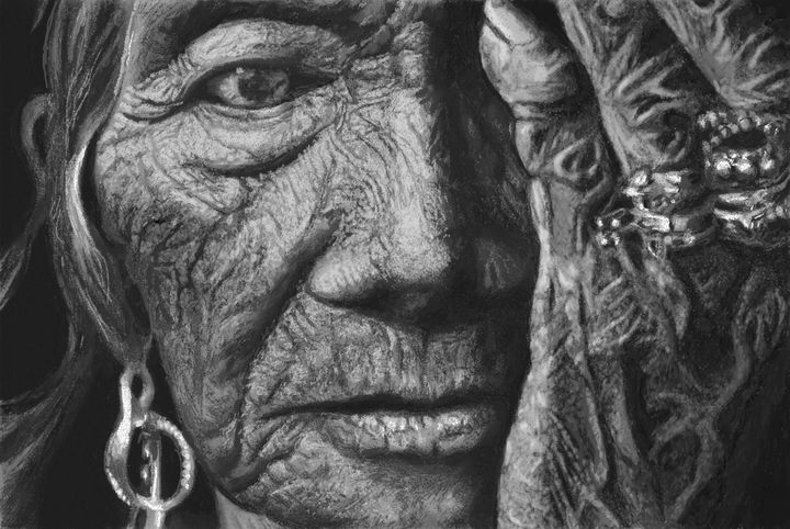 Shaman face in black and white - Printsonplaces