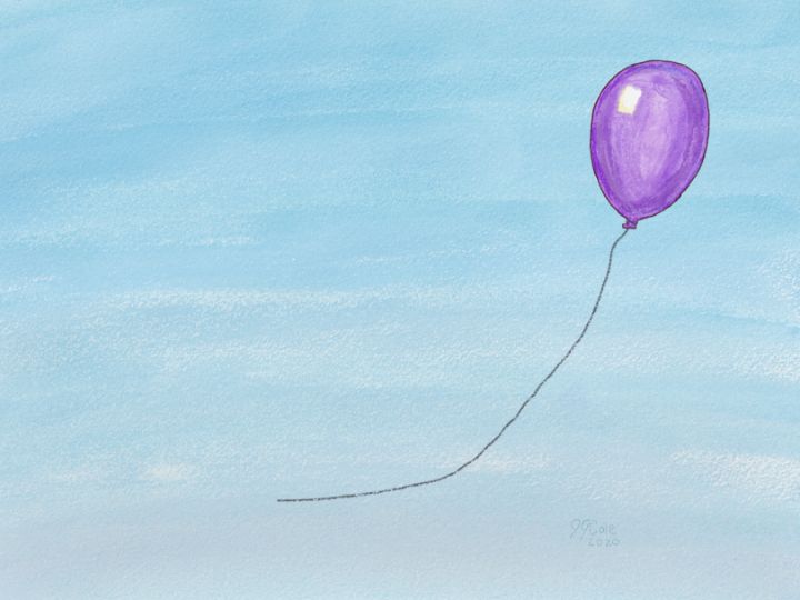 Purple Balloon Watercolor - Art by J.J. Cole