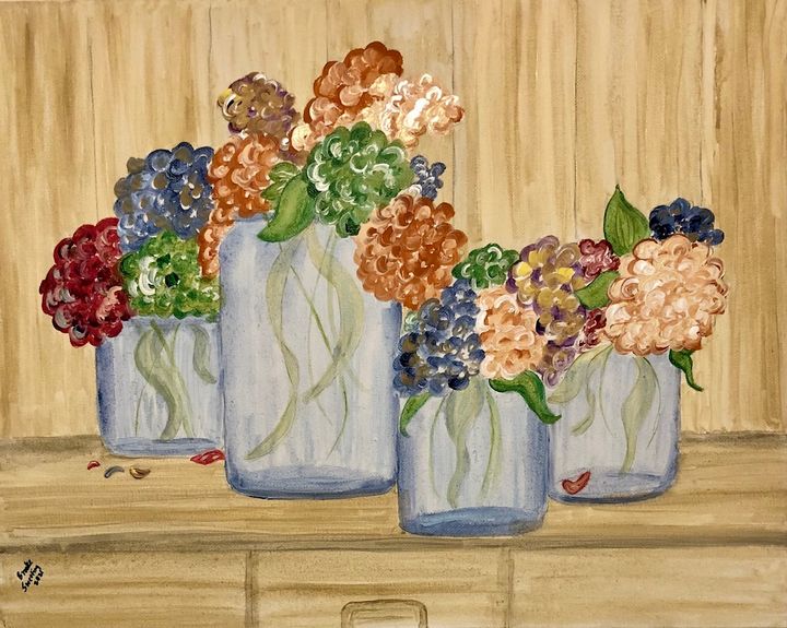 Clustered Hydrangeas - Art by Langston Studios