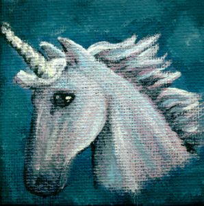 Portrait of a Unicorn on Teal