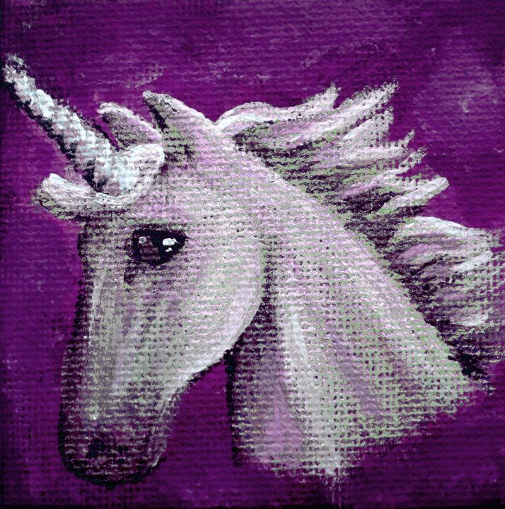 Portrait of a Unicorn on Purple - NicciLee