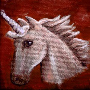 Portrait of a Unicorn on Red