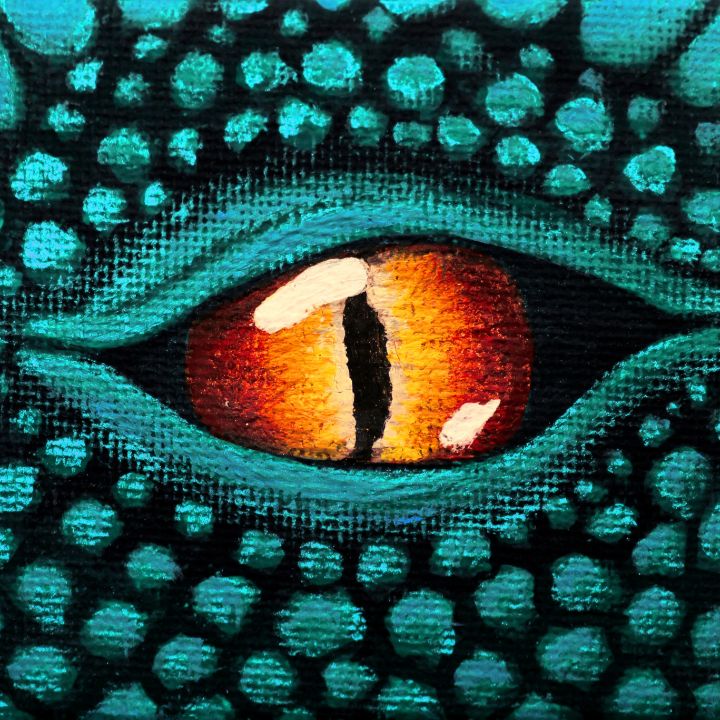 Teal Dragon Close-up of Fire Eye - NicciLee