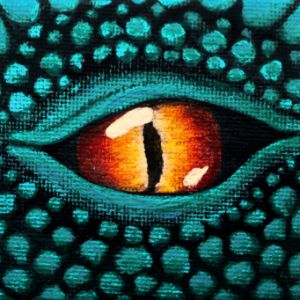 Teal Dragon Close-up of Fire Eye