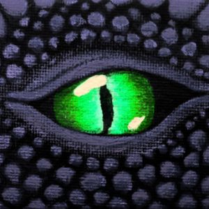 Dark Dragon Close-up of Green Eye