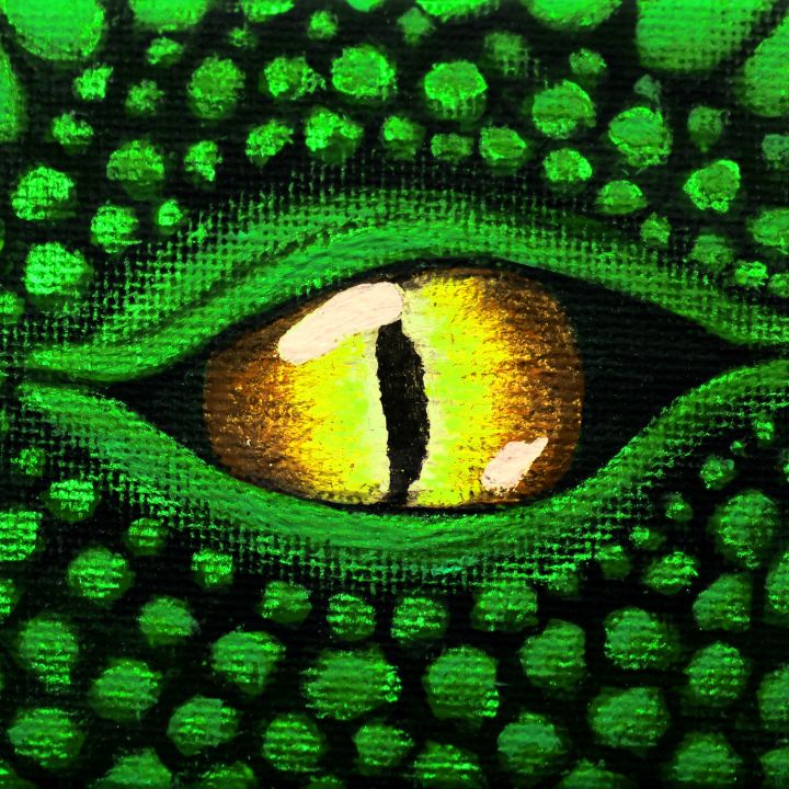 Green Dragon Close-up of Yellow Eye - NicciLee