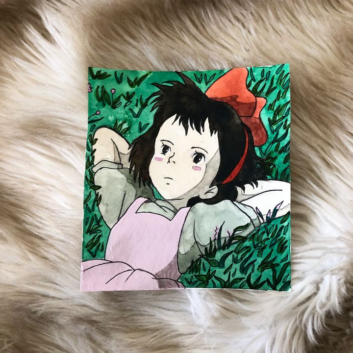 Kiki Laying in Grass Painting - Renee's Art Room - Paintings & Prints, People & Figures, Animation, Anime, & Comics, Anime - ArtPal Kiki Laying in Grass Painting - Renee's Art Room - Paintings & Prints, People & Figures, Animation, Anime, & Comics, Anime - ArtPal