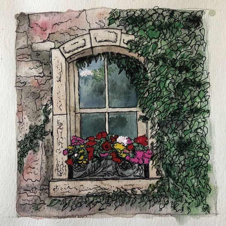 watercolor window painting