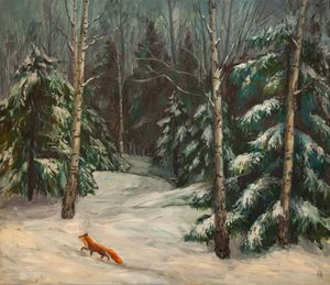Winter in the forest and the fox.