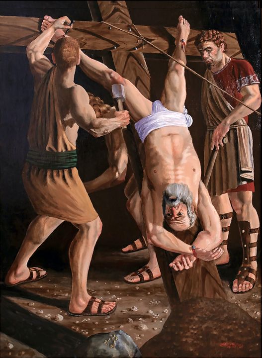 The Crucifixion of Saint Peter - MatthewBrooksArt.com - Paintings & Prints, Religion, Philosophy, & Astrology, Christianity, Crucifix & Cross - ArtPal