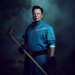 Elon Musk dressed like a janitor