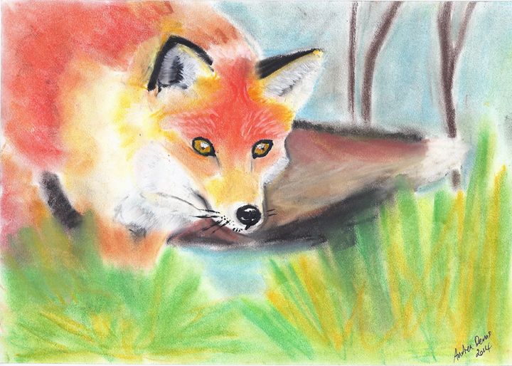 Fox Watching - Wildlife Series - Andrea Devos - Paintings & Prints ...