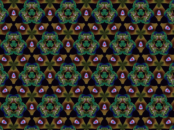 Tiling brown shapes and green shapes - Fractal art - Paintings