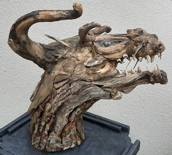 Dragon Head - Driftwood Art by JP Clough - Sculptures