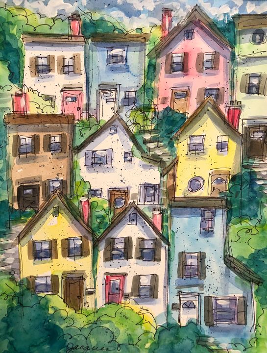 Pittsburgh Houses Summer Lynn Jacques Fine Art Paintings