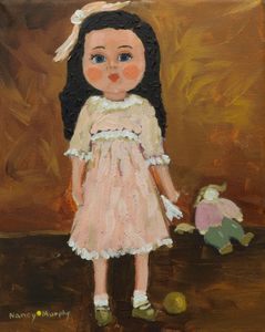 Baby Doll Art Print Yellow Dot Artist Paintings Prints Still Life Toys ArtPal