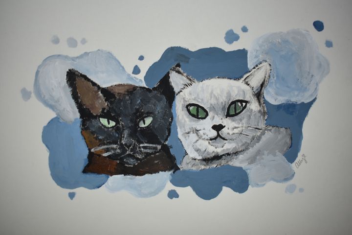 Cats With Blue - Ally W Art