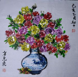 Flowers in Chinese vase