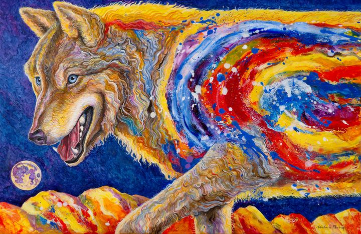 Wolf, Moon and Mountains - Nathan Perry Fine Art