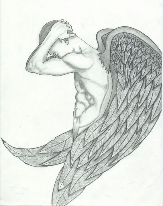 sad angel pencil drawings