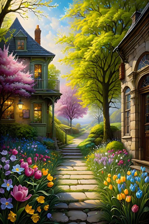 House in the middle of a garden - Shreya Singh - Paintings & Prints ...