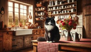 The black and white country cat - Richards Art