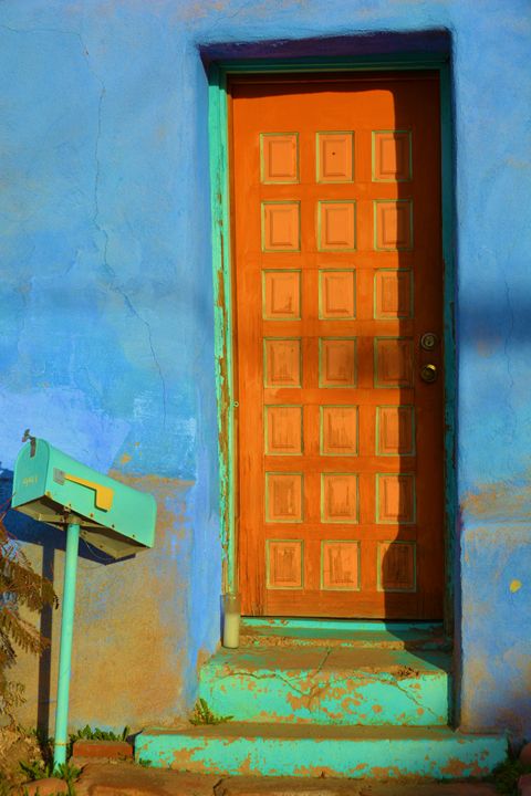 Adobe Door and Mail Box - Richard W. Jenkins Gallery
