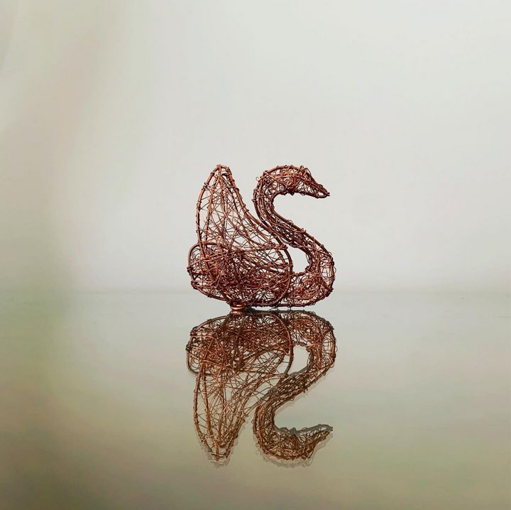 Copper Wire Swan - Fully Alive Wire Art - Sculptures & Carvings
