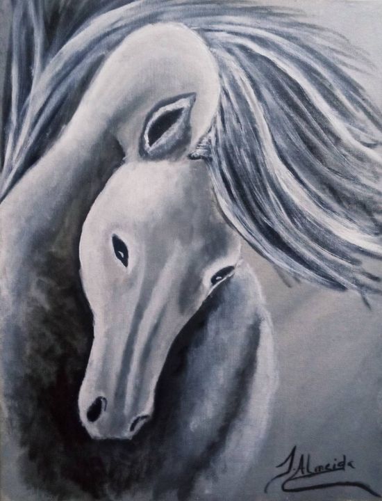 The Majestic white horse painting - J. Art Digital prints of painting