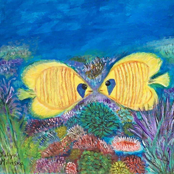 Kissing Underwater - Yuliya Milinska - Paintings & Prints, Animals