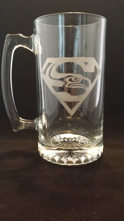 Seahawk Superman Mug - Fun Etched Glass
