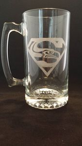 Seahawk Superman Mug - Fun Etched Glass