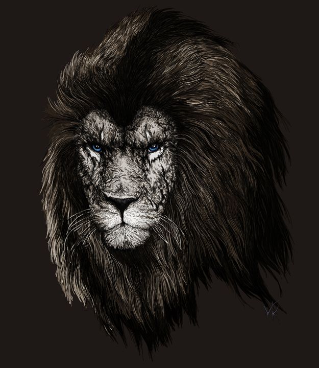 black lion painting