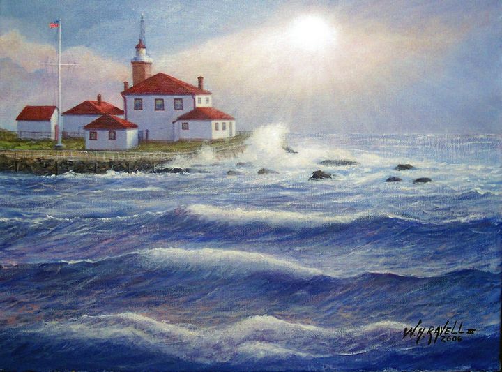Lighthouse in Breaking Sun - RaVell Fine Art Studio