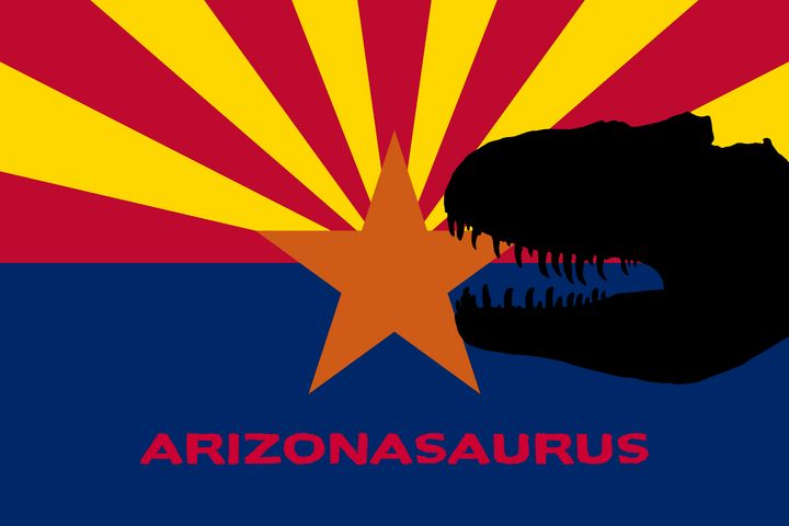 Funny Arizona Dinosaur Flag Art - Brian Kindsvater Art