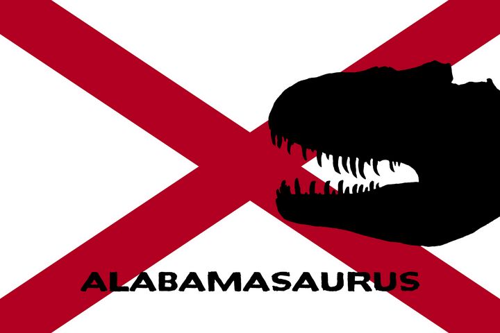 Funny Alabama Dinosaur Flag Art - Brian Kindsvater Art