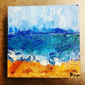 Abstract Seashore on Wood